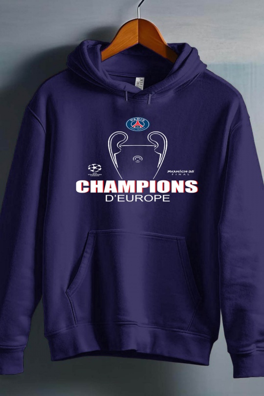 Pulls Homme Marine Impression A La Demande I.A.L.D PSG CHAMPION - SWEAT CAPUCHE HOMME Efashion Paris