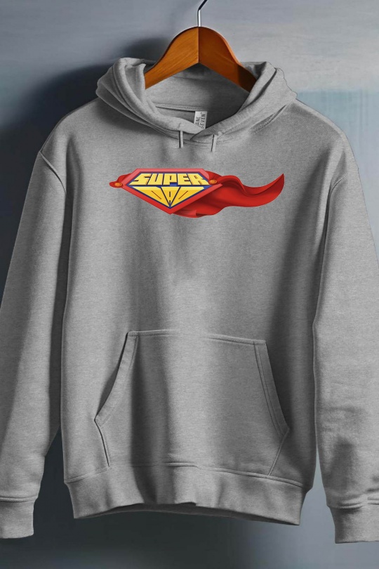 Jumpers Men Grey Impression A La Demande I.A.L.D SUPER DAD  - SWEAT CAPUCHE HOMME Efashion Paris