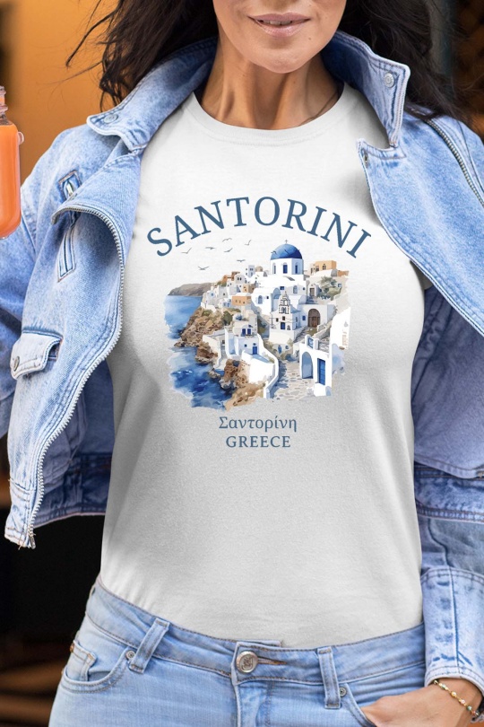 T-shirts Femme Gris Impression A La Demande I.A.L.D SANTORINI GREECE - TSHIRT FEMME Efashion Paris