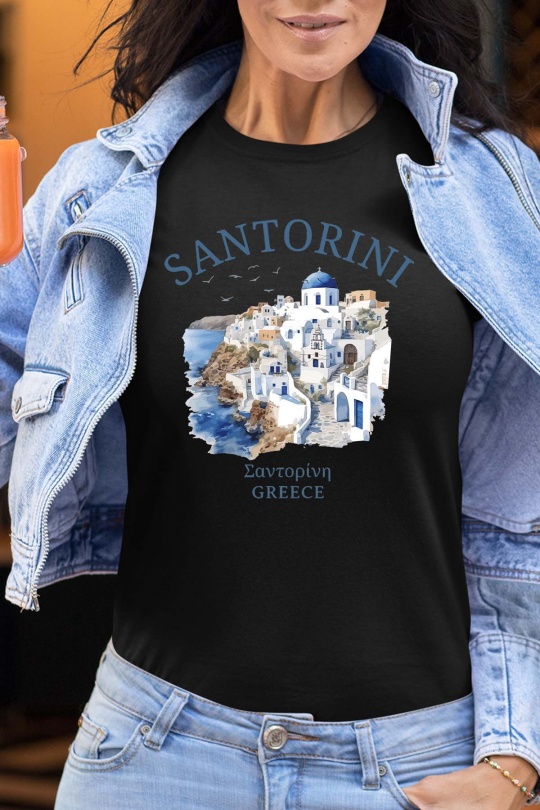 T-shirts Femme Gris Impression A La Demande I.A.L.D SANTORINI GREECE - TSHIRT FEMME Efashion Paris