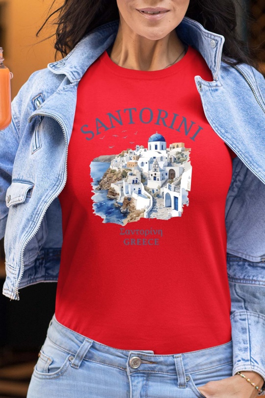 T-shirts Femme Gris Impression A La Demande I.A.L.D SANTORINI GREECE - TSHIRT FEMME Efashion Paris