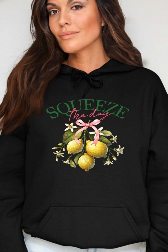 Sweats Femme Noir Impression A La Demande I.A.L.D SQUEEZE THE DAY - SWEAT CAPUCHE FEMME Efashion Paris