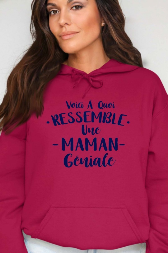 Sweats Femme Bordeaux Impression A La Demande I.A.L.D VOICI A QUOI RESSEMBLE - SWEAT CAPUCHE FEMME Efashion Paris