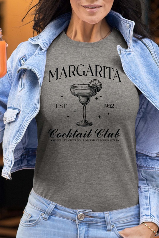 T-shirts Femme Gris Impression A La Demande I.A.L.D COCKTAIL CLUB  - TSHIRT FEMME Efashion Paris