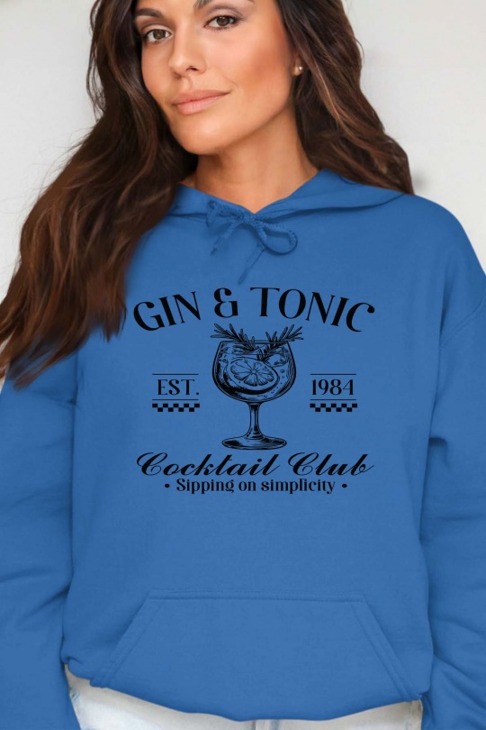 Sweats Femme Bleu roi Impression A La Demande I.A.L.D GIN 1984 EST  - SWEAT CAPUCHE FEMME Efashion Paris