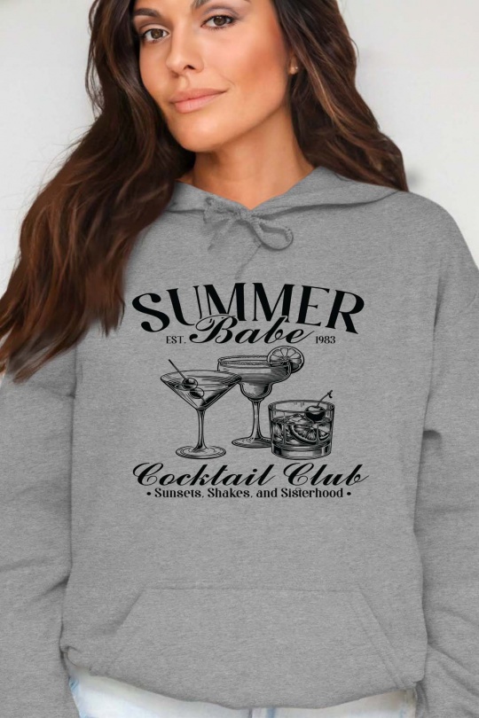 Sweats Femme Gris Impression A La Demande I.A.L.D SUMMER 1983 BABE  - SWEAT CAPUCHE FEMME Efashion Paris