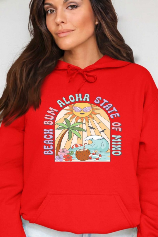 Sweats Femme Rouge Impression A La Demande I.A.L.D BEACH BUM ALOHA - SWEAT CAPUCHE FEMME Efashion Paris