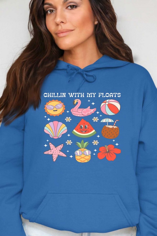 Sweats Femme Bleu roi Impression A La Demande I.A.L.D CHILLIN FLOATS - SWEAT CAPUCHE FEMME Efashion Paris