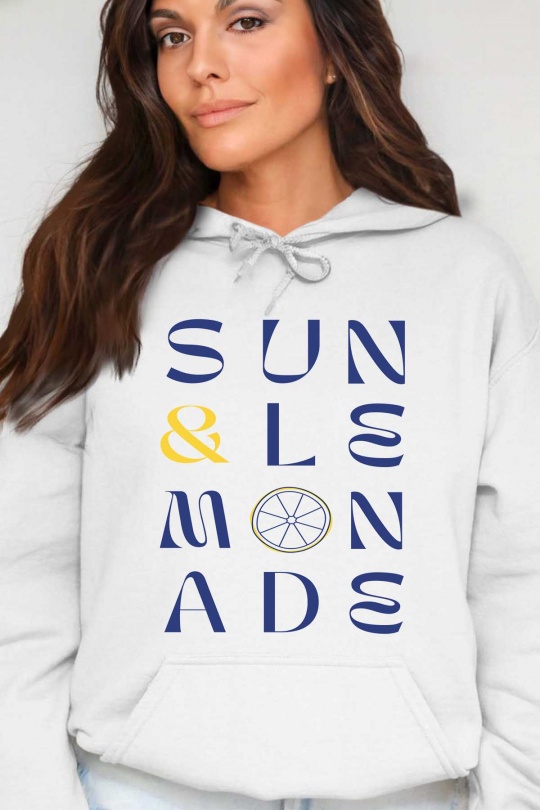 Sweats Femme Blanc Impression A La Demande I.A.L.D SUN AND LEMONADE - SWEAT CAPUCHE FEMME Efashion Paris