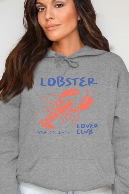 Sweats Femme Gris Impression A La Demande I.A.L.D LOBSTER LOVER - SWEAT CAPUCHE FEMME Efashion Paris