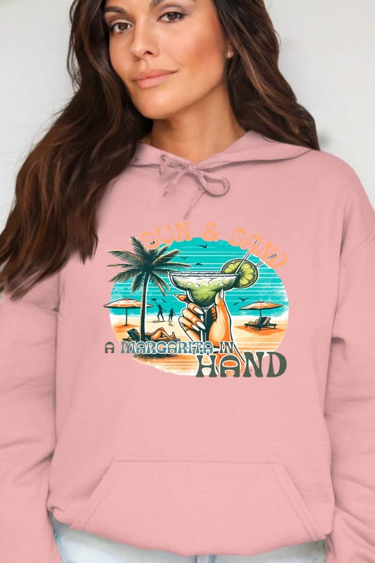Sweats Femme Rose Impression A La Demande I.A.L.D MARGARITA HAND - SWEAT CAPUCHE FEMME Efashion Paris