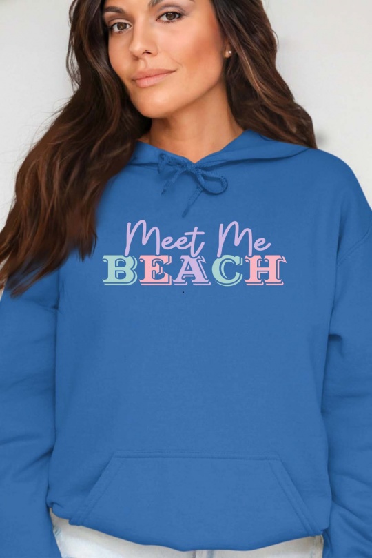 Sweats Femme Bleu roi Impression A La Demande I.A.L.D MEET ME BEACH - SWEAT CAPUCHE FEMME Efashion Paris