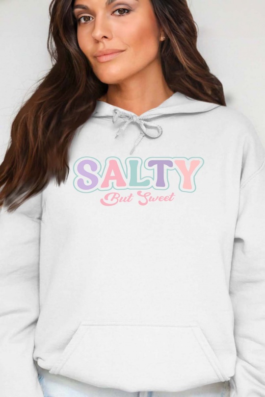 Sweats Femme Blanc Impression A La Demande I.A.L.D SALTY BUT SWEET - SWEAT CAPUCHE FEMME Efashion Paris