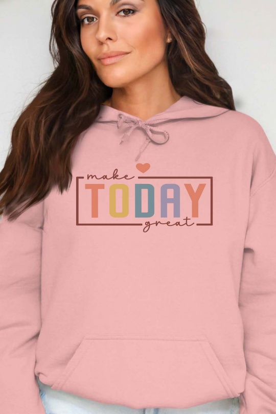 Sweats Femme Rose Impression A La Demande I.A.L.D GREAT TODAY - SWEAT CAPUCHE FEMME Efashion Paris