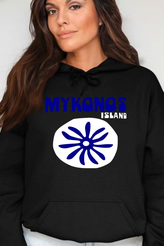 Sweats Femme Noir Impression A La Demande I.A.L.D MYKONOS SYMB - SWEAT CAPUCHE FEMME Efashion Paris