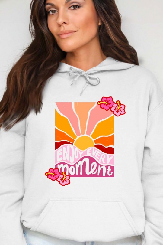 Sweats Femme Blanc Impression A La Demande I.A.L.D ENJOY MOMENT - SWEAT CAPUCHE FEMME Efashion Paris