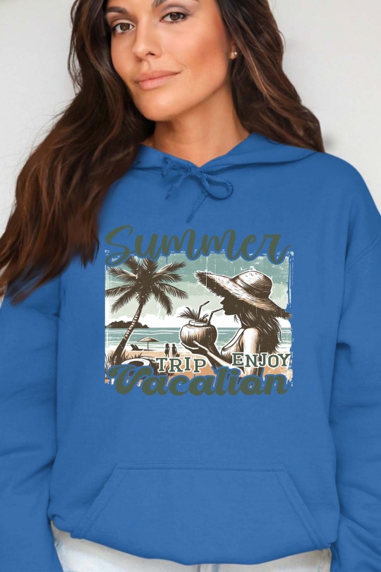 Felpa Donna King blue Impression A La Demande I.A.L.D ENJOY VACATION - SWEAT CAPUCHE FEMME Efashion Paris