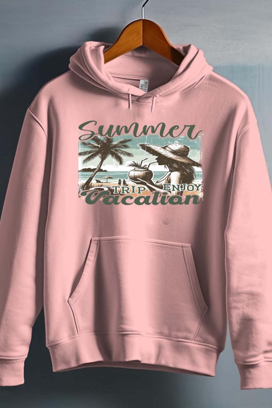 Hauts Enfant & Bébé  Rose Impression A La Demande I.A.L.D ENJOY VACATION - SWEAT CAPUCHE FILLE Efashion Paris