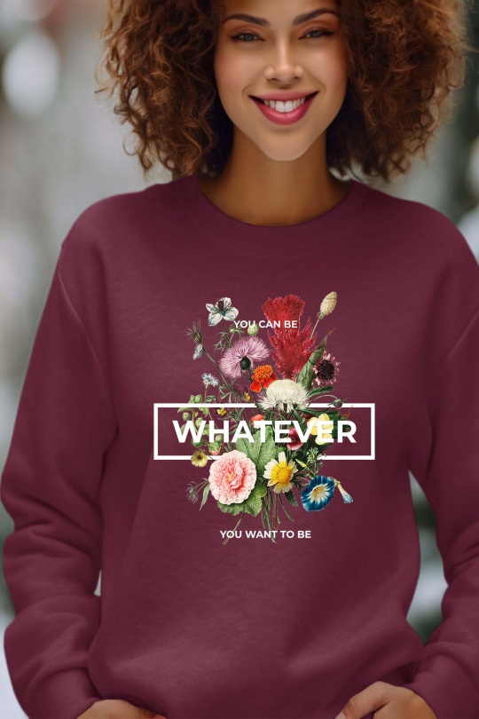 Sweats Femme Bordeaux Impression A La Demande I.A.L.D BE WHATEVER - SWEAT COL ROND FEMME Efashion Paris