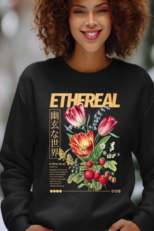 Felpa Donna Black Impression A La Demande I.A.L.D ETHE REAL - SWEAT COL ROND FEMME Efashion Paris