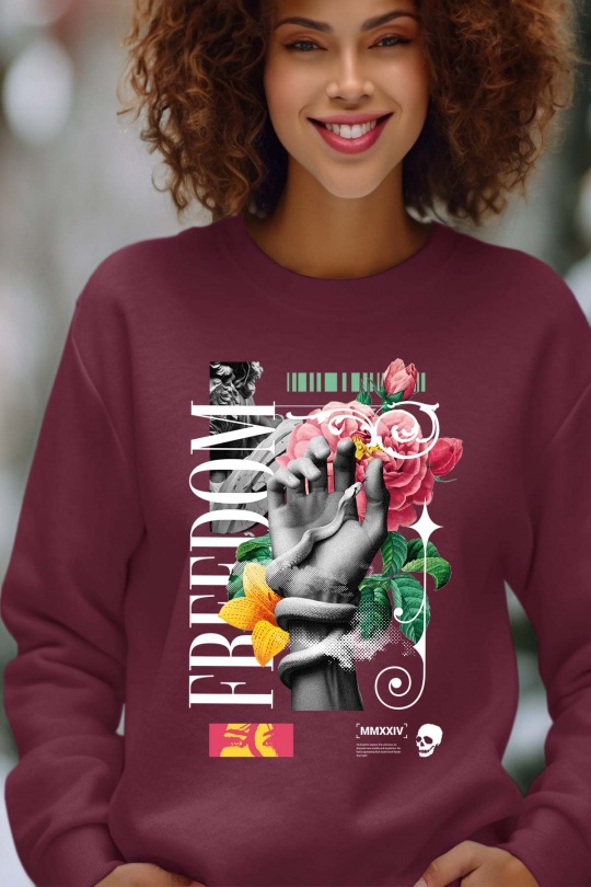 Felpa Donna Burgundy Impression A La Demande I.A.L.D FREEDOM GRIP - SWEAT COL ROND FEMME Efashion Paris