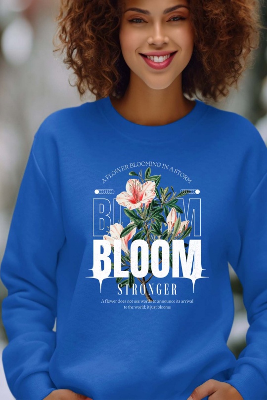 Sweats Femme Bleu roi Impression A La Demande I.A.L.D STORM BLOOM - SWEAT COL ROND FEMME Efashion Paris