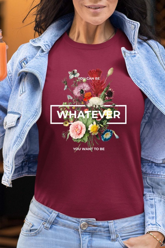 T-shirts Donna Burgundy Impression A La Demande I.A.L.D BE WHATEVER - TSHIRT FEMME Efashion Paris