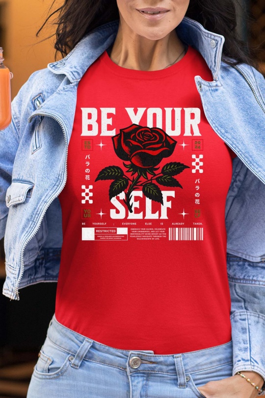 T-shirts Femme Rouge Impression A La Demande I.A.L.D OWN YOUR ROSE - TSHIRT FEMME Efashion Paris