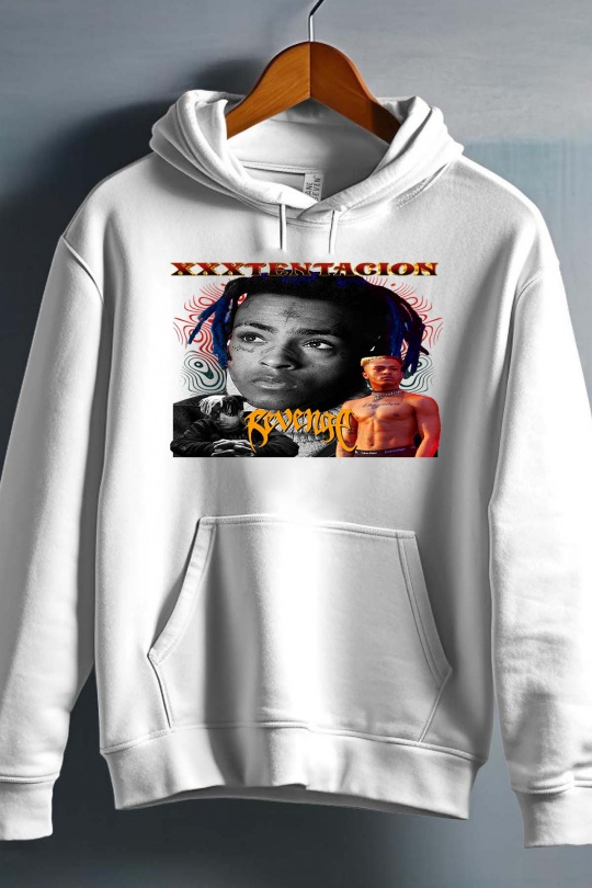 Pulls Homme Blanc Impression A La Demande I.A.L.D XXXTENTACION REVENGE - SWEAT CAPUCHE HOMME Efashion Paris