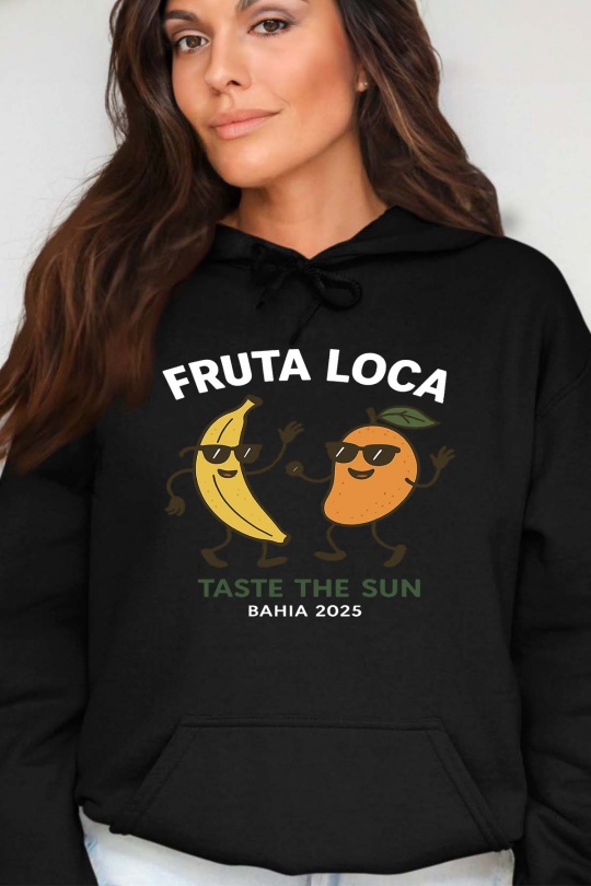 Sweats Femme Noir Impression A La Demande I.A.L.D FRUTA LOCA - SWEAT CAPUCHE FEMME Efashion Paris