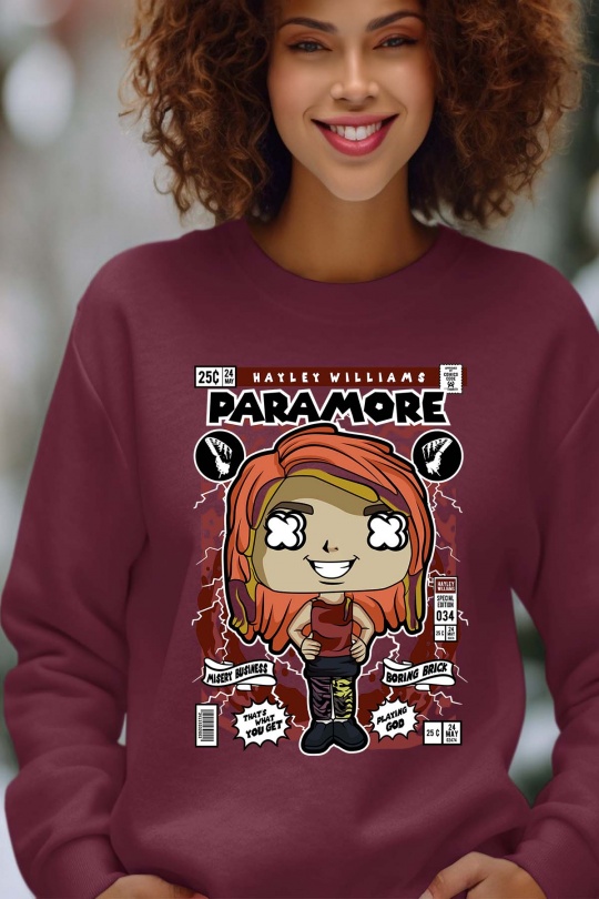 Sudaderas Mujer Burgundy Impression A La Demande I.A.L.D FUNKO PARAMORE - SWEAT COL ROND FEMME Efashion Paris