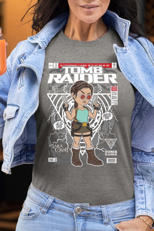T-shirts Femme Gris Impression A La Demande I.A.L.D FUNKO CROFT - TSHIRT FEMME Efashion Paris