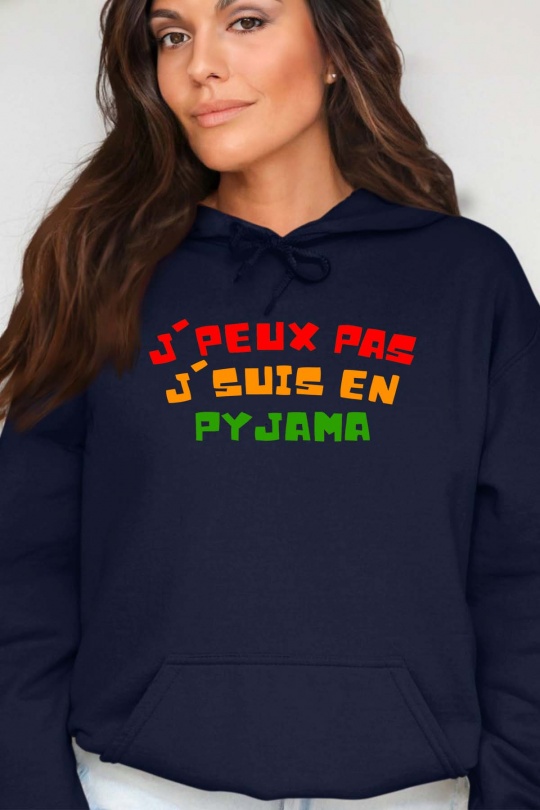 Sweats Femme Marine Impression A La Demande I.A.L.D PEUX PAS PYJAMA - SWEAT CAPUCHE FEMME Efashion Paris