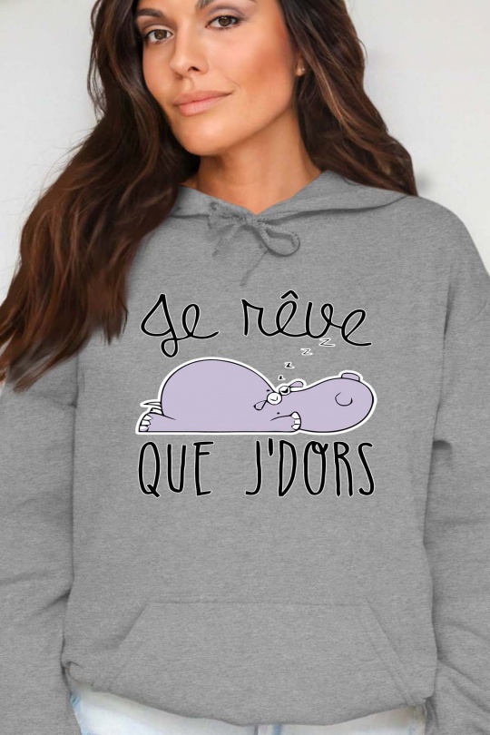 Sweats Femme Gris Impression A La Demande I.A.L.D RÊVE DORS - SWEAT CAPUCHE FEMME Efashion Paris