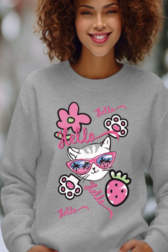 Sweats Women Grey Impression A La Demande I.A.L.D HELLO HELLO HELLO - SWEAT COL ROND FEMME Efashion Paris