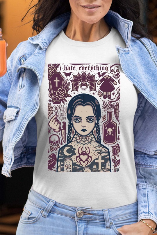 T-shirts Women White Impression A La Demande I.A.L.D MERCREDI HATE - TSHIRT FEMME Efashion Paris