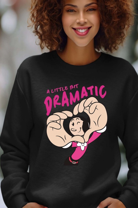 Sweats Femme Noir Impression A La Demande I.A.L.D LITTLE DRAMA - SWEAT COL ROND FEMME Efashion Paris