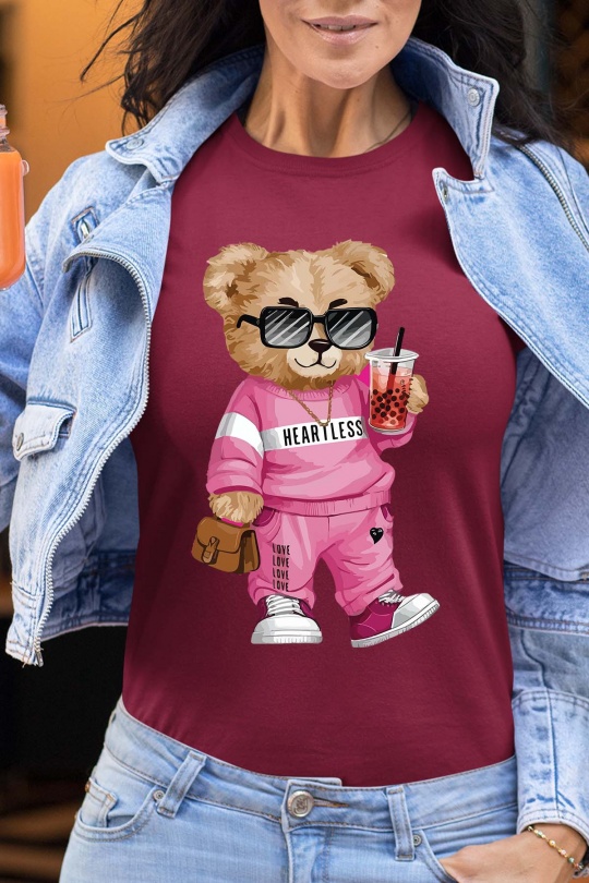 T-shirts Femme Bordeaux Impression A La Demande I.A.L.D BEAR HEARTLESS - TSHIRT FEMME Efashion Paris