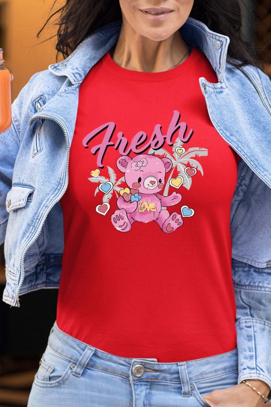 T-shirts Femme Rouge Impression A La Demande I.A.L.D FRESH COEUR - TSHIRT FEMME Efashion Paris
