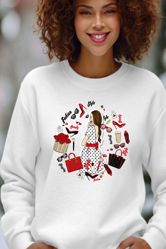 Sweats Femme Blanc Impression A La Demande I.A.L.D DEVUSKA - SWEAT COL ROND FEMME Efashion Paris