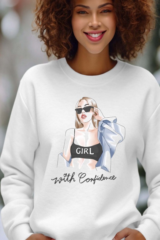 Sweats Femme Blanc Impression A La Demande I.A.L.D GWC - SWEAT COL ROND FEMME Efashion Paris