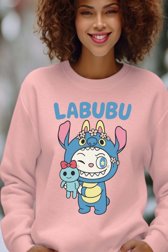 Sweats Femme Rose Impression A La Demande I.A.L.D STIBUBU - SWEAT COL ROND FEMME Efashion Paris