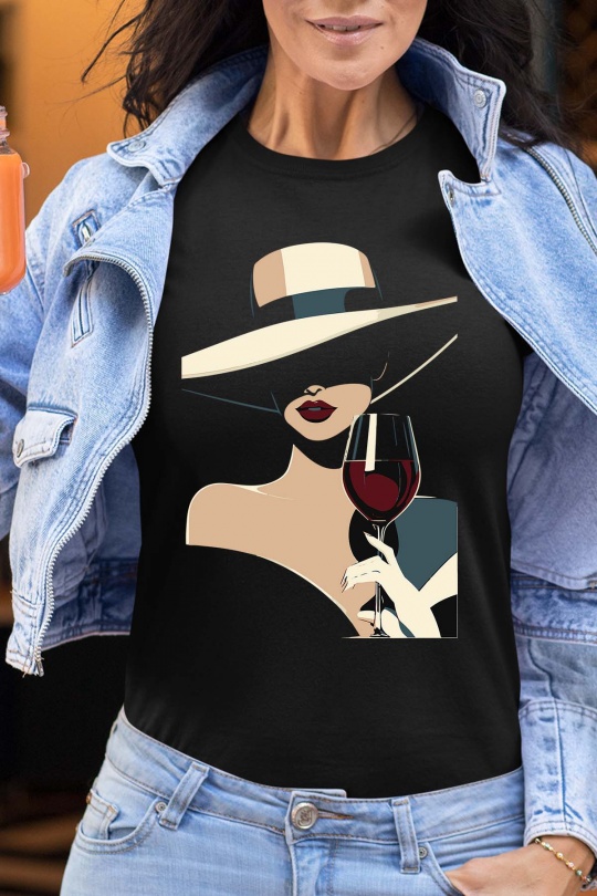 T-shirts Women Black Impression A La Demande I.A.L.D CLASS WINE GIRL - TSHIRT FEMME Efashion Paris