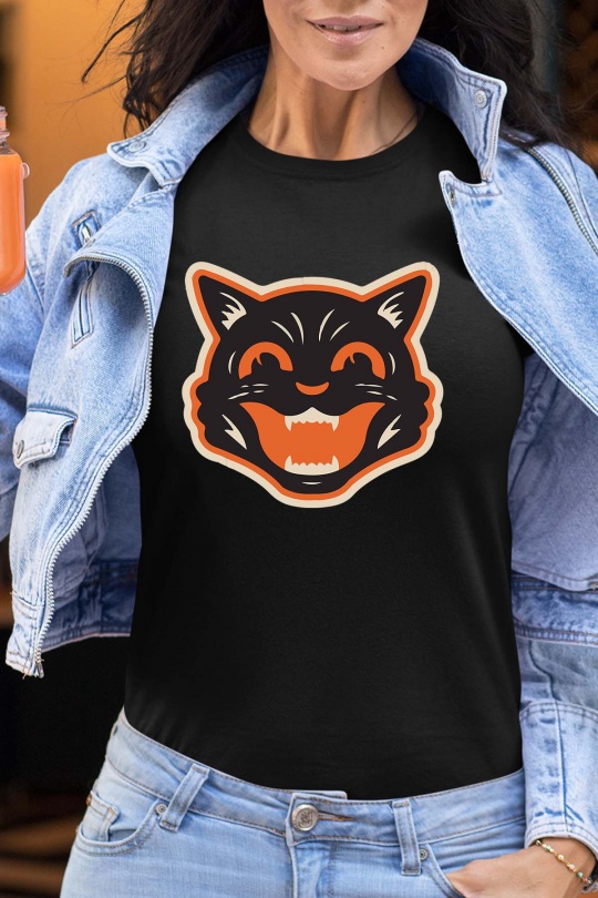 T-shirts Donna Black Impression A La Demande I.A.L.D ANGRY BLACK CAT - TSHIRT FEMME Efashion Paris