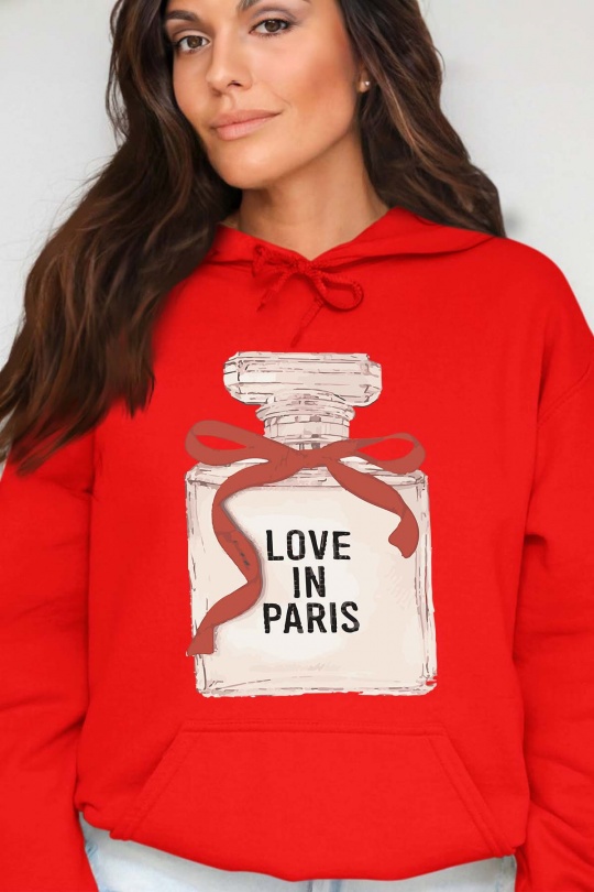 Sweats Femme Rouge Impression A La Demande I.A.L.D LOVE IN PARIS BOTTLE - SWEAT CAPUCHE FEMME Efashion Paris