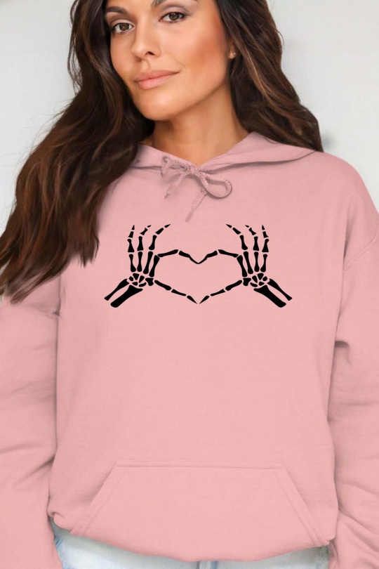 Sweats Femme Rose Impression A La Demande I.A.L.D SKETON HAND HEART - SWEAT CAPUCHE FEMME Efashion Paris