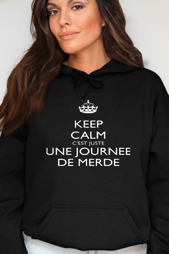 Sweats Women Black Impression A La Demande I.A.L.D KEEP CALM JOURNEE - SWEAT CAPUCHE FEMME Efashion Paris