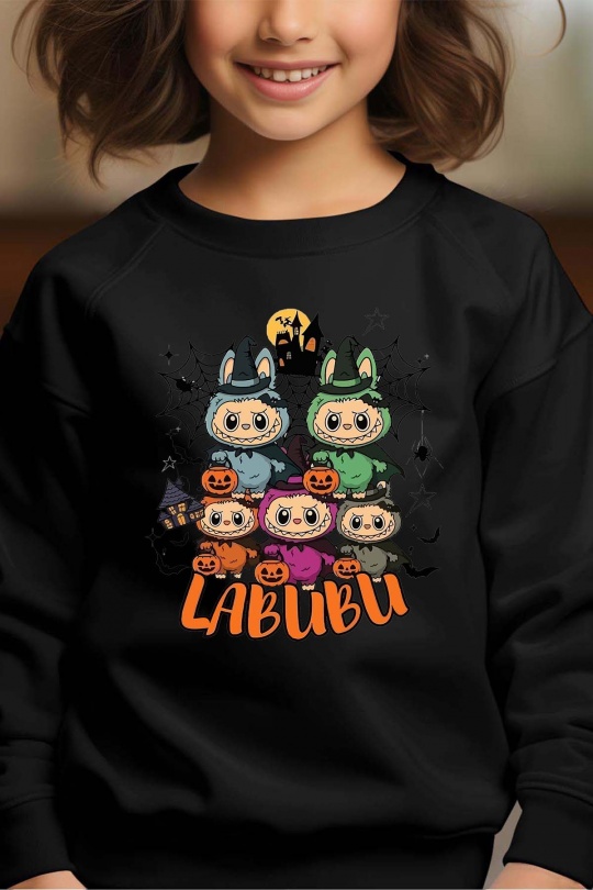 Tops Kid & Babies Pink Impression A La Demande I.A.L.D LABUBU CITROUILLE - SWEAT COL ROND FILLE Efashion Paris