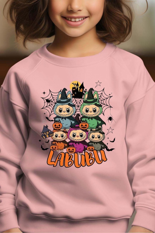 Tops Kid & Babies Pink Impression A La Demande I.A.L.D LABUBU CITROUILLE - SWEAT COL ROND FILLE Efashion Paris