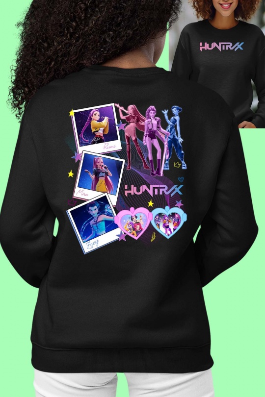 Sweats Femme Noir Impression A La Demande I.A.L.D POLAROID HUNTRIX - SWEAT COL ROND FILLE DOS Efashion Paris